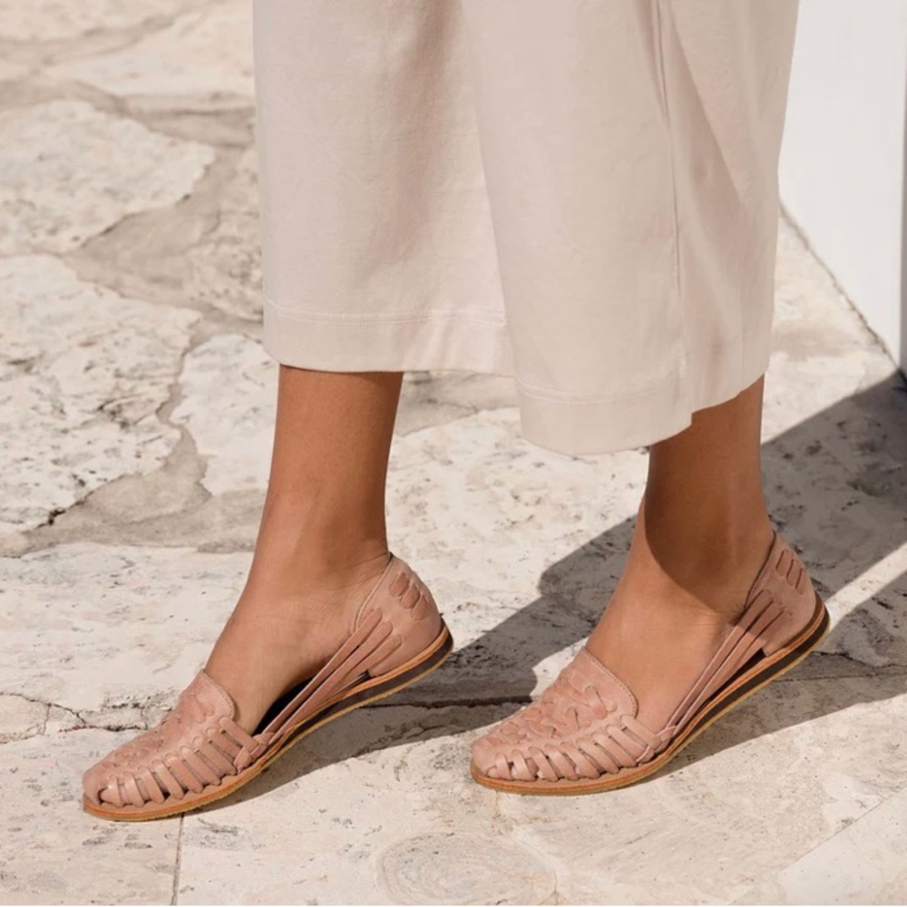 Nisolo Huarache Leather Sandal - Sz 10 Desert Rose